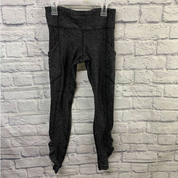 Lululemon Speed Tight IV‎ Rulu Wonens 4 Heathered Black Phone Pocket - Picture 1 of 6